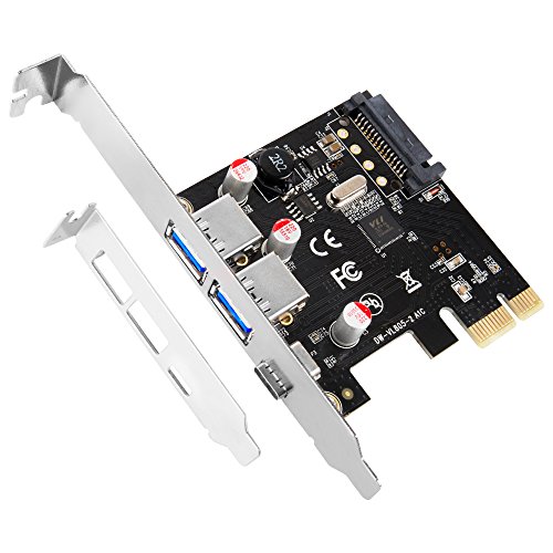 SHINESTAR USB 3.1 PCIe Card, USB C Expansion Card, PCI-e to 3 Port [ 1 X Type C + 2 X Type A ] Adapter, PCI Express Controller Hub for Desktop PC with Low Profile Bracket. 15 Pin SATA Power Connector