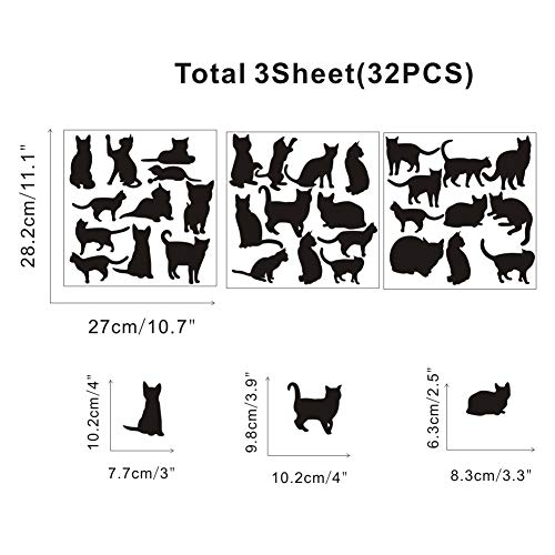 Black Cats Wall Decal, Minimalist Animal Silhouette Wall Sticker for