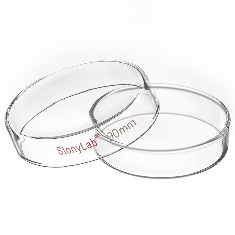 stonylab Glass Petri Dish, 90x20 mm Borosilicate Glass Clear Culture Dish with Clear Lid for Laboratory, 1-Pack
