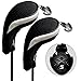 Andux Pack of 2 (All The Same Size) Mesh Golf Hybrid Club Head Covers with Dial No. Tags Black/Black