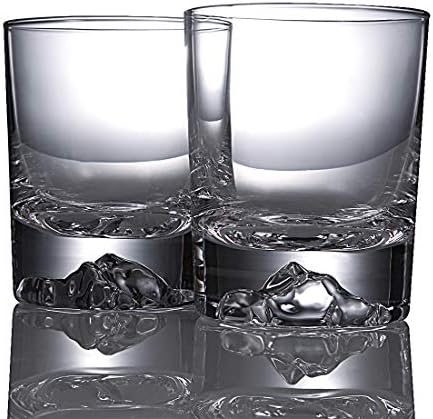 Everest Rocks Whiskey Glasses, Unique and Old Fashioned Glass, Ultra Clear Whisky Tumblers, Drink Glasses Premium Whiskey Glass Set for Home Party, 2 Piece