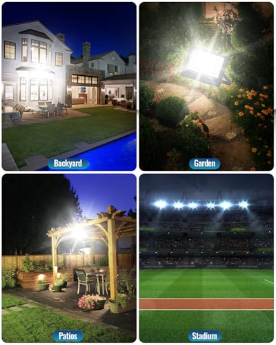 TOPAUBUB Outdoor LED Spotlights 300W 30000LM 2 Pieces – Powerful Outdoor LED Spotlights 6500K Cool White IP66 Waterproof for Garden Patio