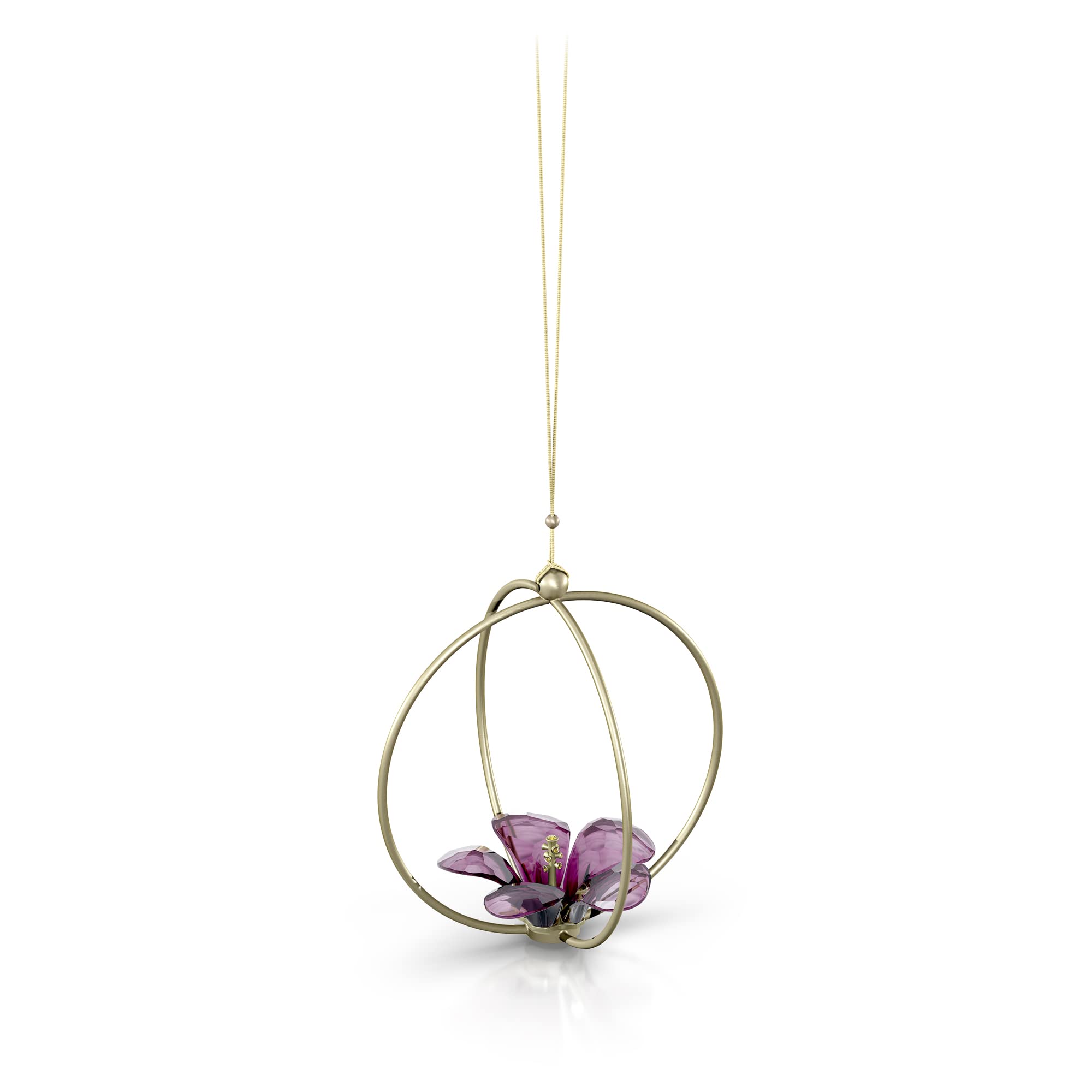 Swarovski Hibiscus Ball Ornament, Purple Crystal with Champagne Gold Tone Plating, from the Swarovski Garden Tales Collection