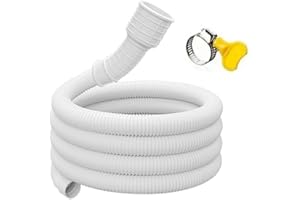 White PVC Drain Hose Pipe 5m (16.4ft) for Air Conditioner Washing Machine Kitchen Faucet Extension Inlet Tube 15-25mm Flexibl
