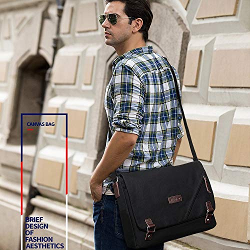 ibagbar Upgraded Canvas Messenger Bags 14 Inch Shoulder Crossbody Bag