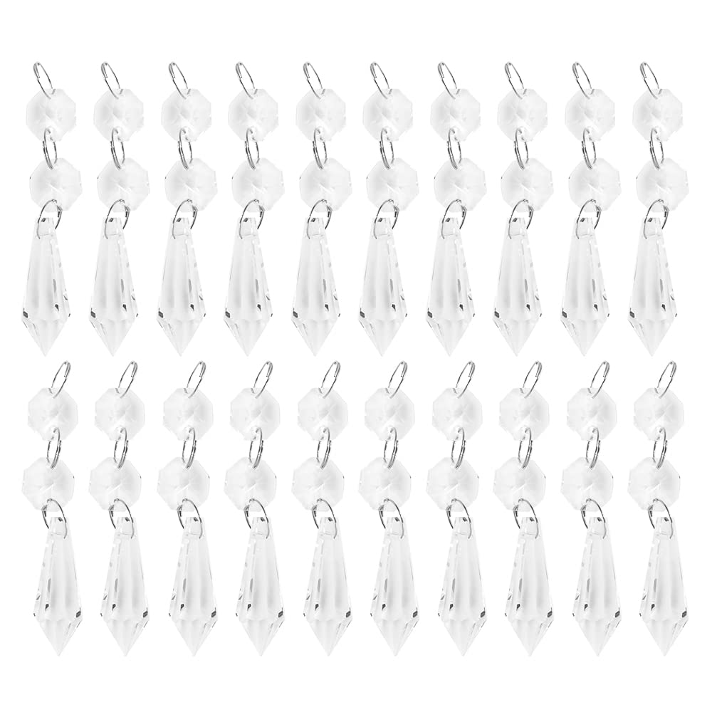Hsthe Sea 20PCS Clear Hanging Crystals Chandelier Crystals Parts Crystal Tree Decorations for Curtain Light Pendant Party Wedding Decor