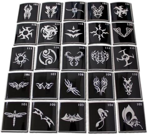 50 Three-layered Stencil (25 2). For Glue, Glitter Tattoos and Face Painting. (From the Catalog Artfancy From 101 to 125)