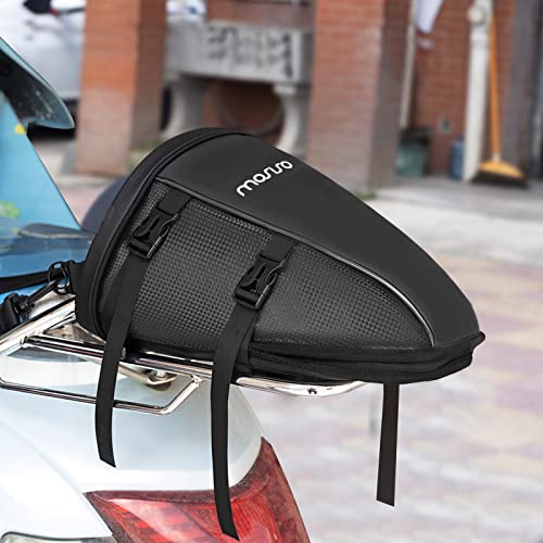 MOSISO Motorcycle Tail Bag Multifunctional Waterproof Polyester Storage Saddle Bag, 10L Outdoor Sports Motorbike Rear Seat Light Tank Handbag Tool Carry Pouch with Shoulder Strap, Black