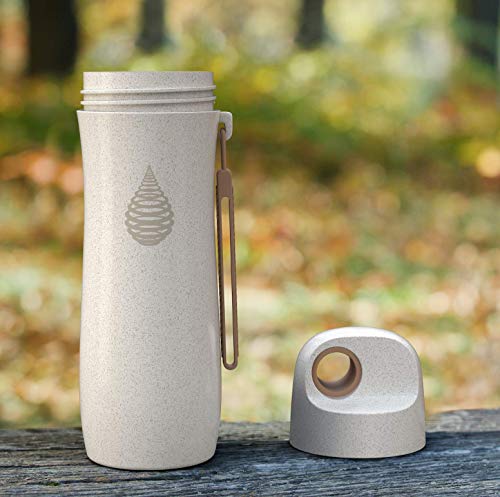 pH CONSCIOUS Filtered Water Bottle - Alkaline Water Filter Ionizer - Filtering Purifier Bottle - Made From Wheat Straw- Increase pH, Reduce Fluoride, Remove Heavy Metals & Chlorine, 16oz, 450ml