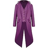 H&ZY Men's Steampunk Vintage Tailcoat Jacket Gothic Victorian Frock Coat Uniform Halloween Costume