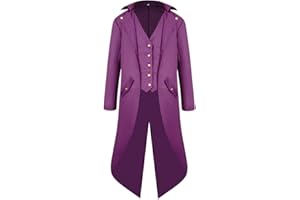H&ZY Men's Steampunk Vintage Tailcoat Jacket Gothic Victorian Frock Coat Uniform Halloween Costume
