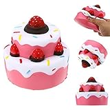 Slow rising squishies toy Squishy Kawaii Jumbo Stress Relief Scented Squishy Toys For Kids and Adults, Pink Strawberry Cake