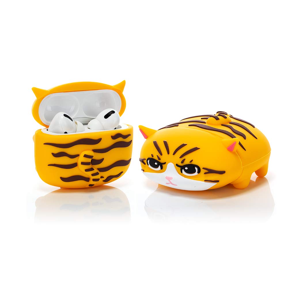 YIGEYI Silicone Case Compatible with Airpods Pro Funny Cute 3D Cartoon Cover [Cute Animal Pet PAPA Series] (Cat Yellow)
