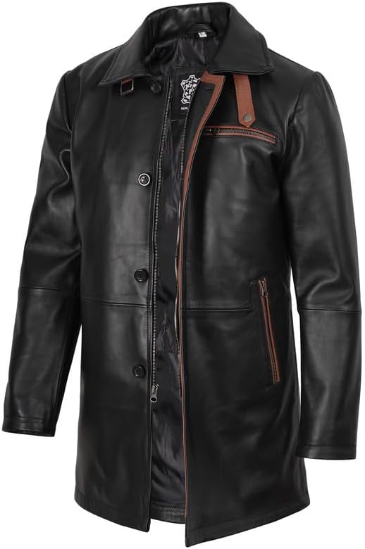 Classic Long Trench Coat - Genuine Leather Full Length Outerwear