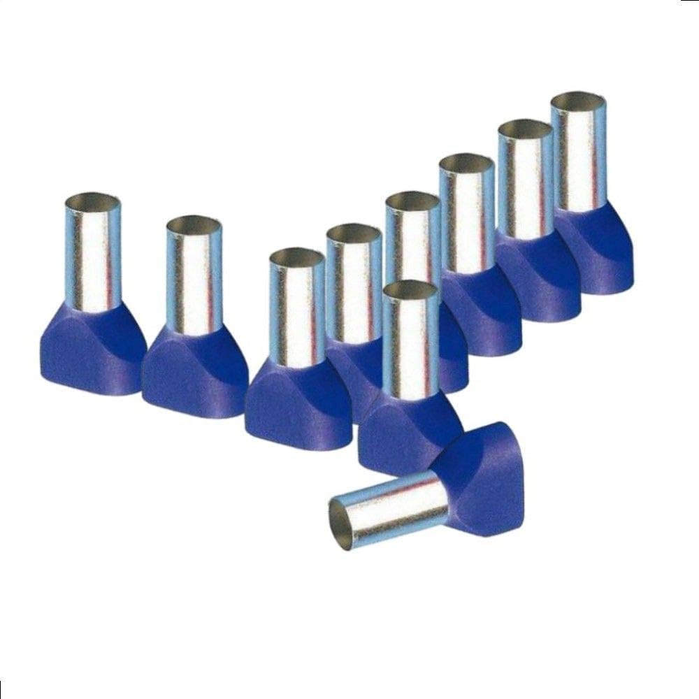 Twin Ferrules 0.5-16 mm² wire end sleeves insulated: (50 pieces, 2.5 mm² blue)