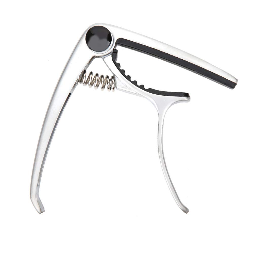 Drfeify Guitar Key Tuner, Zinc Alloy Guitar Capo Clamp Capo Instrument Upgrade Accessories for Folk Guitar (Silver)