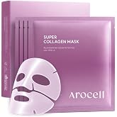 AROCELL Super Collagen Overnight Hydrogel Mask with Retinol, Stem Cell &amp; Pure Atelo Collagen | Firming, Lifting, Plumping, Long-Lasting Glow | Korean Glass Skin Care | 43g x 4