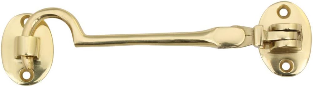 Renovators Supply Solid Brass Swivel Pivot Style Cabin Eyelet Latches 4 Inches Long Heavy Hooks For Cabinet Window Kitchen Closet Sliding Door Barn Or Fence Gate Hardware Locks With Mounting Screws