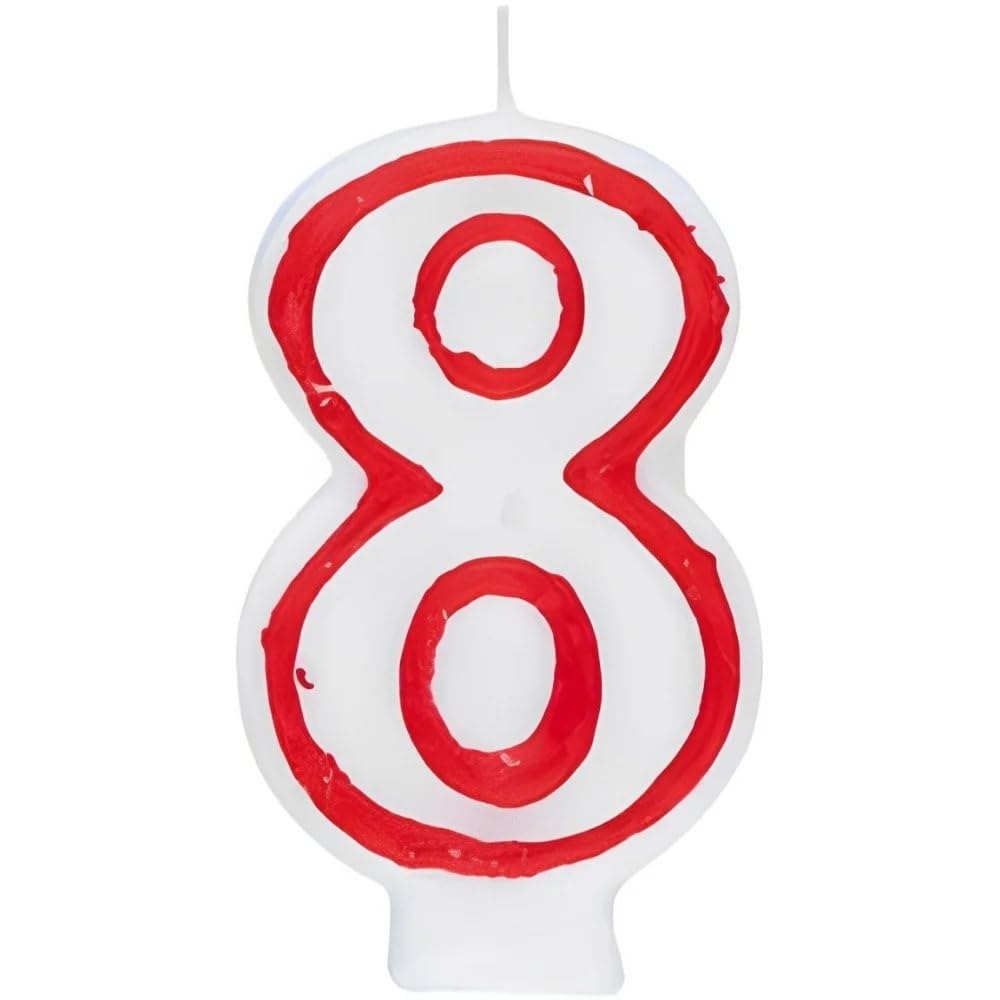 Number 8 Classic Birthday Candle (13cm) 1 Count - Perfect Celebration Candle for Any Events