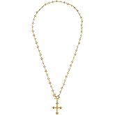 SHANG JIURUI Elegant Gold-tone Cross Necklace for Women - Lightweight Religious Jewelry with a Classic Touch - adjustable 66cm Chain