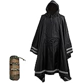 Nomadnia Plus Size Rain Poncho with Hood and Reflective Stripes, Big and Tall Rain Poncho, Ideal as Rain Ponchos for Adults