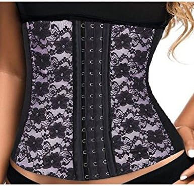 CIDEARY Women's Lace Through Top Floral Underbust Corset Waist Cincher Bustier,6XL,Light Purple