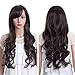 MelodySusie Long Big Curly Wig for Women, 31 inches Hair Replacements Wig with Bang, Synthetic Fiber, Natural as Human Hair, for Halloween Daily Party Cosplay Costume, Wig Cap Included, Dark Brown