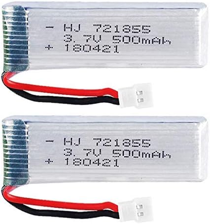 Qsmily 2pcs 3.7V 500mAh 25C Li-po Battery Spare Parts for Wltoys V966 V977 V930 Q282 JJRC H37 RC Helicopter