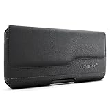 CellBee® Motorola Moto G / Moto X / Droid X Premium Leather Pouch Carrying Case with Belt Clip Belt Loops Holster for Motorola Moto G / Moto X / Droid X(Perfect Fits with Dual Layer Case/ Otterbox Commuter / Defender Case on Lifeproof Case On) w/ Stylus Touch Pen (Premium Black)