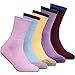 YUEDGE 5 Pack Women's Moisture Wicking Performance Padded Cotton Cushioned Crew Socks Sports Outdoor Athletic Walking Hiking Socks(Large)