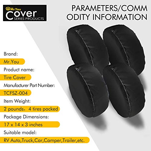 Tire Covers 4 Pack,Set of 4 Wheel Tire Covers for RV Auto Truck Car Camper Trailer,Waterproof Sun-Proof Weatherproof Tire Protectors(Fits 30-32 Inch,Black)