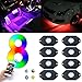 KAWELL 3rd-Gen RGB LED Rock Lights with Bluetooth Controller, Timing Function, Music Mode - Multicolor Neon LED Light Kit (8 Pods RGB)