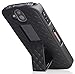Nakedcellphone Case with Clip Compatible with Kyocera Duraforce Pro Phone, [Black Tread] Slim Ribbed Kickstand Cover and [Rotating/Ratchet] Belt Hip Holster Combo fits E6810, E6820, E6830, E6833
