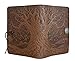 Genuine Leather Refillable Journal Cover with a Hardbound Blank Insert, 6x9 Inches, Tree of Life, Saddle with a Pewter Button, Made in the USA by Oberon Design