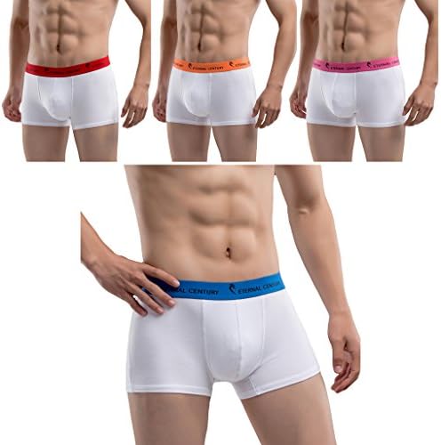 ETERNAL CENTURY Men's Underwear Cotton Stretch Low-Rise Boxer Briefs (4-Pack)