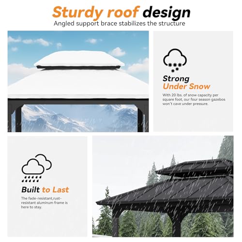 Modern Shade 6x8 Aluminum Grill Gazebo with USB Charging, Hardtop, Black image 21