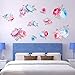 decalmile Rose Flower Wall Decals Bedroom Wall Art Stickers Living Room Sofa Backdrop TV Wall Decoration