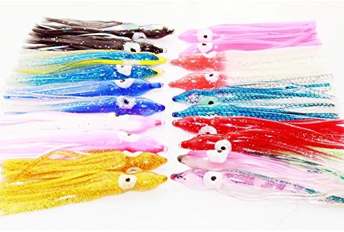 Luengo 20pcs 6cm Random Octopus Trolling Lures Squid Skirt Soft Baits Hoochies Fishing Lures