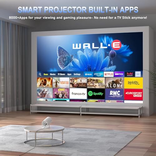 Mini Portable Projector 4K WiFi 6 BT 5.2 Upgraded Portable Projector Full HD Supported for Phone /PC /TV /HDMI /PS5 /Laptop Auto Keystone Home Theater 180° Rotation [Built-in App]