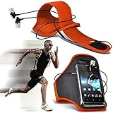 ( Orange + Earphone ) Vodafone Smart 4 turbo Case Custom Made Sports Armbands Running Bike Cycling Gym Jogging Ridding Arm Band Case Cover With Premium Quality in Ear Buds Stereo Hands Free Headphones Headset with Built in Microphone Mic and On-Off Button by ONX3