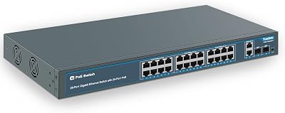 YuanLey 28 Port Gigabit PoE Switch 400W 24 PoE+ 2 Uplink 2 SFP Unmanaged