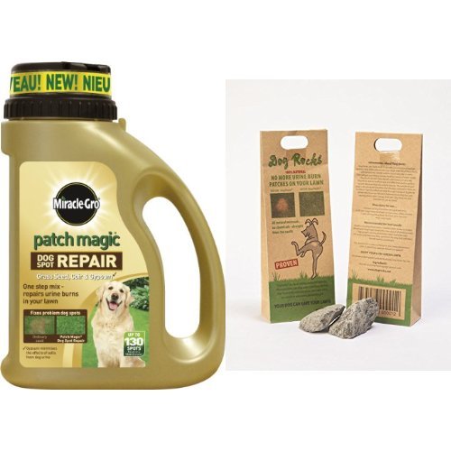 Scotts Miracle-Gro Patch Magic Dog Spot Repair Shaker Jar, 1293 g & Dog Rocks Urine Patch Preventer Set