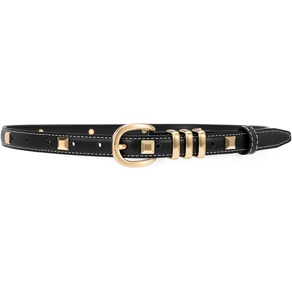 Women Studded Belt Skinny Leather Belt Ladies Thin Waist  display picture 1