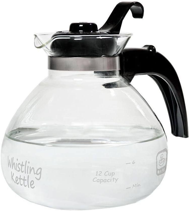 Whistle Tea Kettle, Glass, 12 Cup, NEW B000V5X826