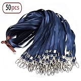 Navy-Blue Lanyard Bulk Clip Swivel Hooks Nylon Neck Flat Lanyard with Clips Durably Woven Navy-Blue Badge lanyards with Clip Navy-Blue lanyards for id Badges, lanyards 50Pack 32-inch