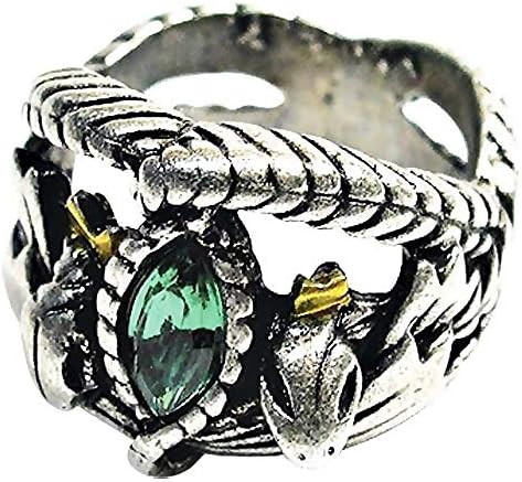 EVRYLON Ring The Green Stone Man Gift Idea UK Size P Boys Lord of The Rings Bijoux Aragorn Christmas Valentine's Day Birthday Him Jewellery Elegant Boys