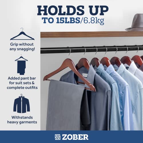 Zober Wooden Hangers 20 Pack Non Slip Wood Clothes Hanger for Suits