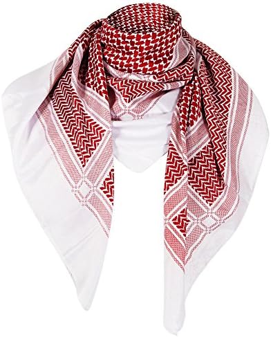 White and Red Traditional Shemagh Desert Arabian Scarf Scarf