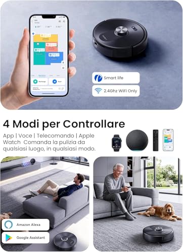 Proscenic Q10 Robot Vacuum Cleaner with Mapping, Robot Flooring 10000Pa 200min, LiDAR Smart, APP Control/Alexa/WiFi/Siri/IFTTT, Ideal for Home Cleaning/Animal Hair