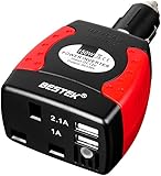 BESTEK 150W Power Inverter Car Laptop Charger DC 12V to AC 230V 240V Converter Adapter with 3-Pin Plug and Dual USB Ports